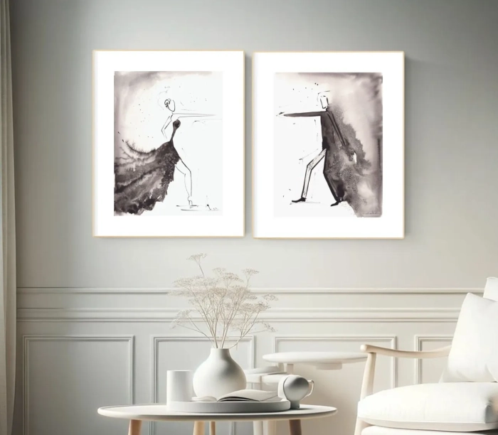 Dyptyk, elegancki zestaw grafik artystycznych 30x40  