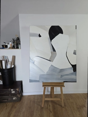 istota-spokoju-obraz-recznie-malowany-czarno-biala-abstrakcja