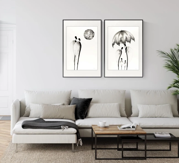 Dyptyk, elegancki zestaw grafik artystycznych 50x70 
