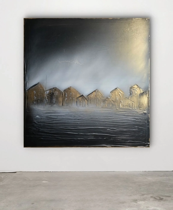 Duży obraz 120x120 Cykl Misty, ręcznie malowany, nowoczesny  