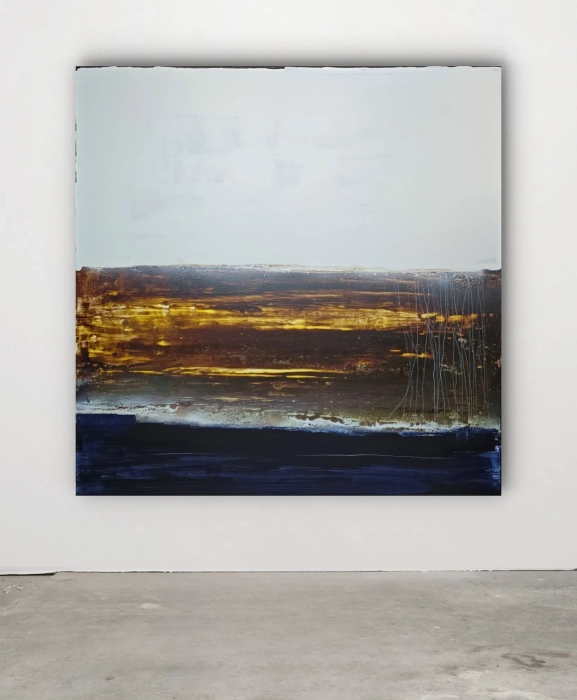 Duży obraz Abstrakcyjny 130x130 Horyzont, recznie malowany