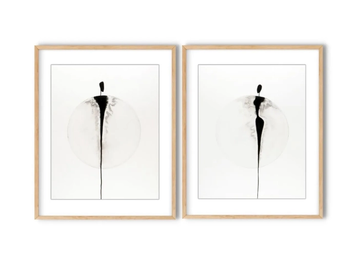 Dyptyk, elegancki zestaw grafik artystycznych 40x50 
