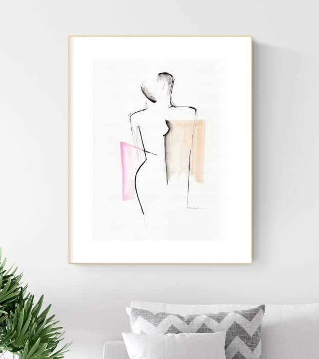 grafika 30/40 ręcznie malowana, abstrakcja  kobieta