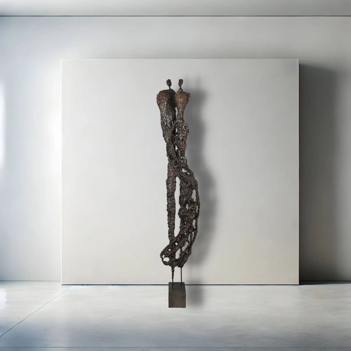 Duża Rzeźba wys. 195 cm Sploty no. 128 Rdzawy Brąz i Miedź