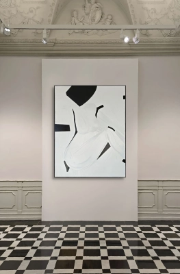 Czarno-biała abstrakcja do salonu, elgancki obraz