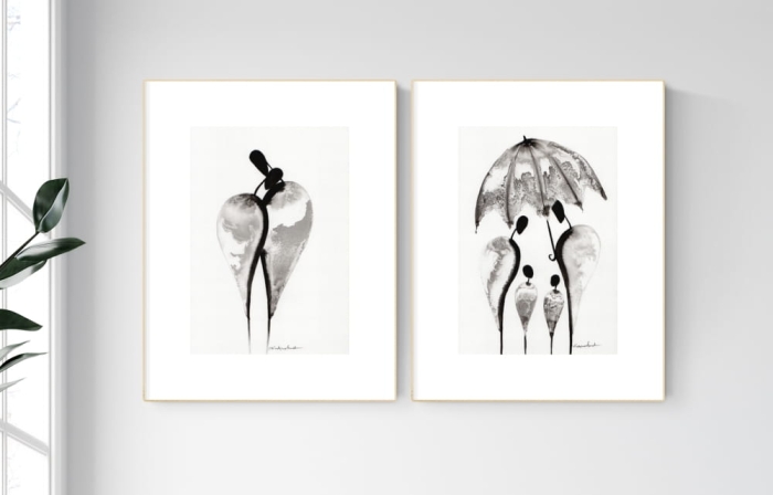 elegancki zestaw 2 grafik  A4, styl skandynawski, abstrakcja emocje