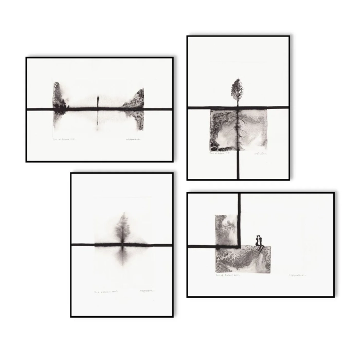 Zestaw 4 grafik, galeria ścienna   