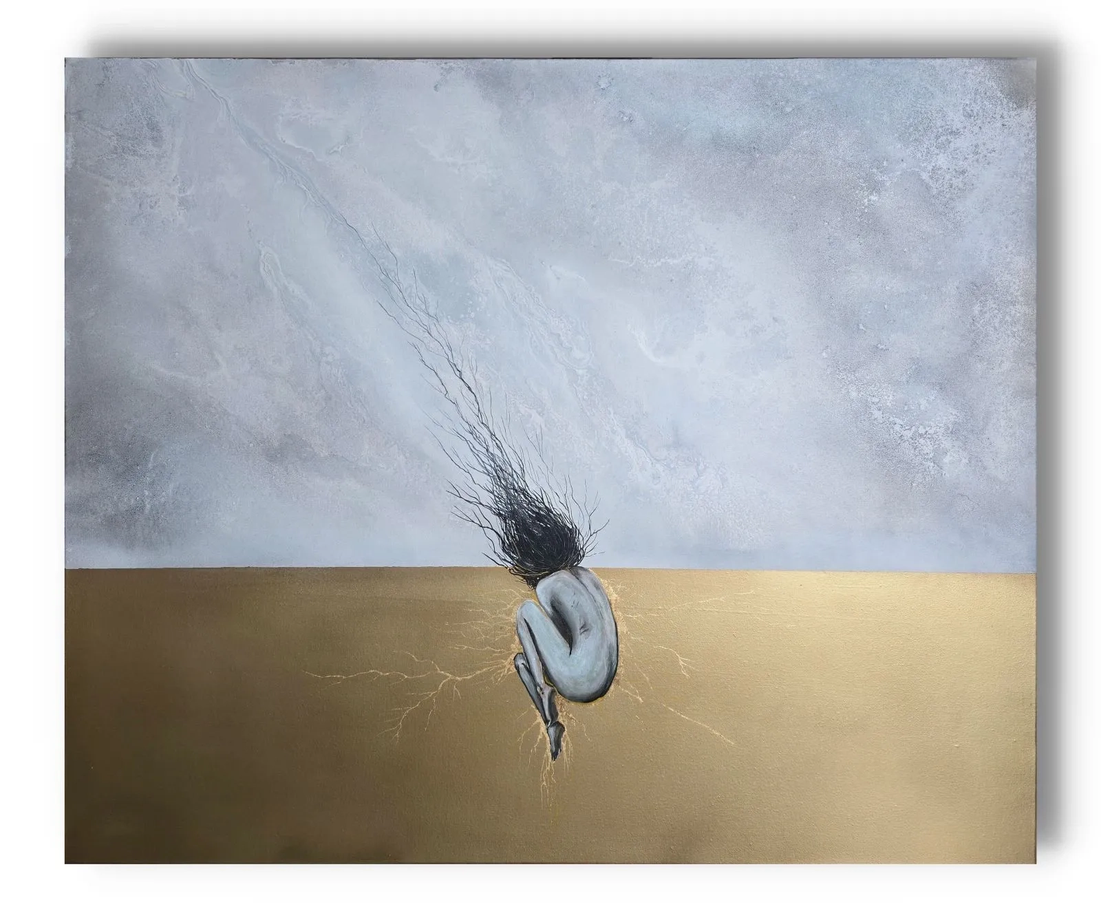 Przebudzenie obraz o surrealistycznym zabarwieniu 120x100