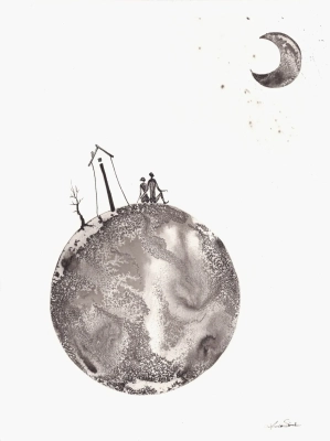 plakat-grafika-artystyczna-ksiezyc-kosmos-marzenia-gwiazdy