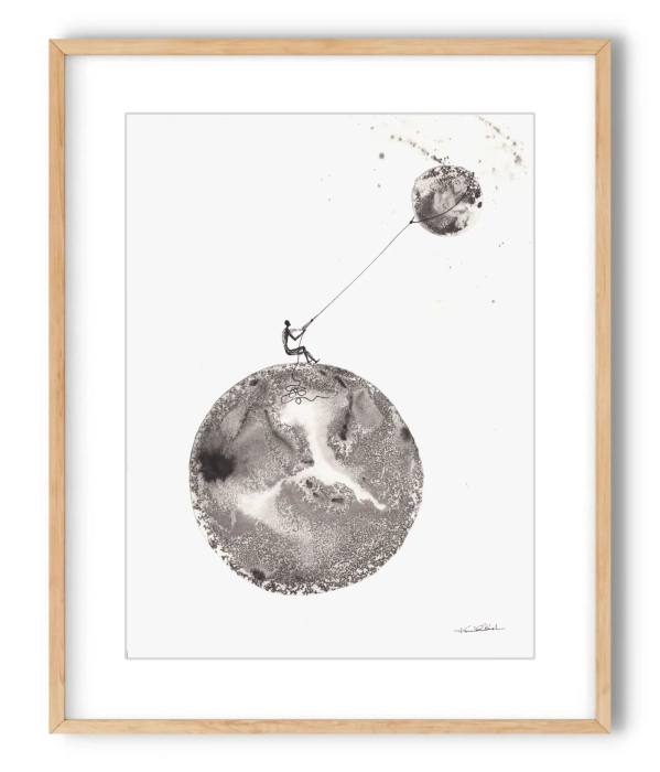 Grafika z Księżycem - Kosmos Marzeń 30x40 Dreams  