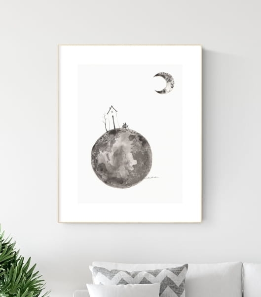 grafika 30/40 ręcznie malowana, abstrakcja,