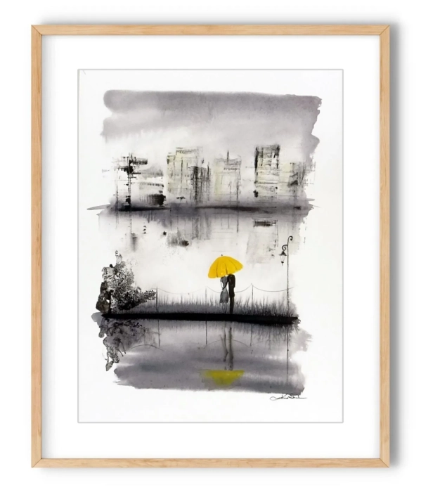 Deszczowa ulica, abstrakcja z miastem w tle 30x40 