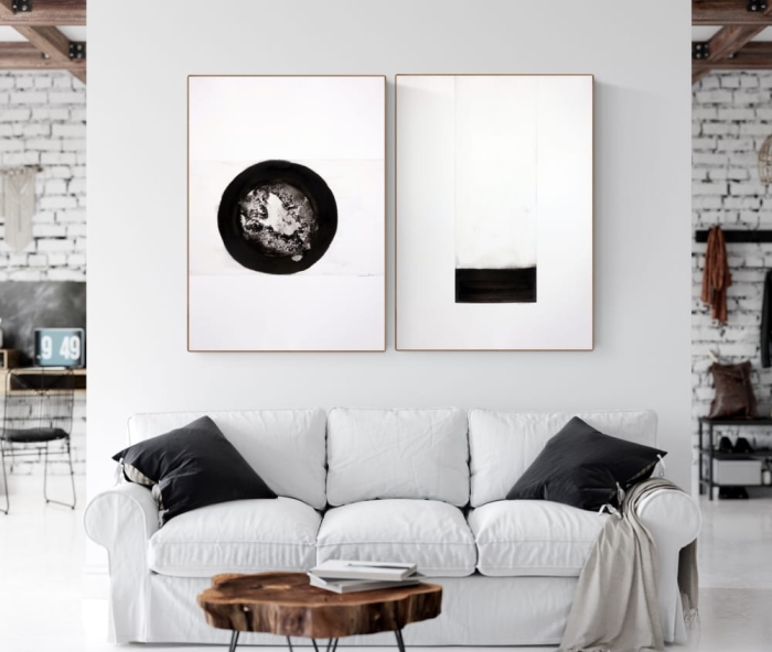 Zestaw 2 obrazów 50 x 70 cm malowanych ręcznie