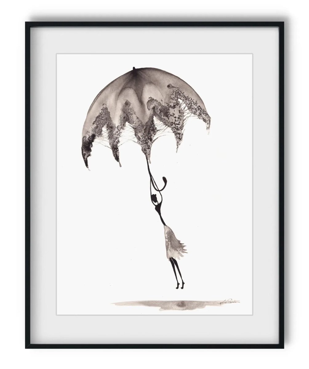 minimalistyczna-grafika-tuszem-30x40-kobieta-z-parasolem