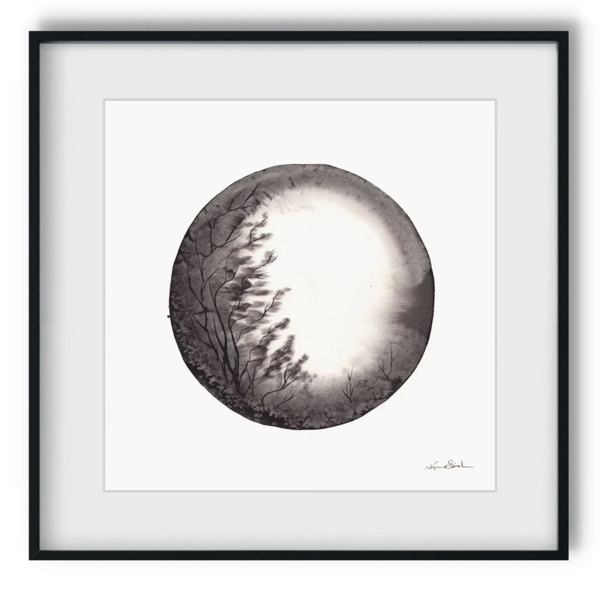 rysunek-tuszem-30x30-cisza-drzew-grafika-do-jadalni