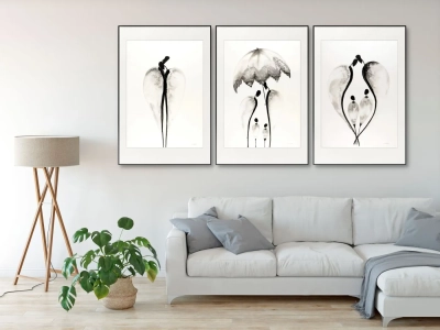 tryptyk-relationships-rysunek-tuszem-3x50x70-czarno-biala-grafika-do-salonu-krystyna-siwek