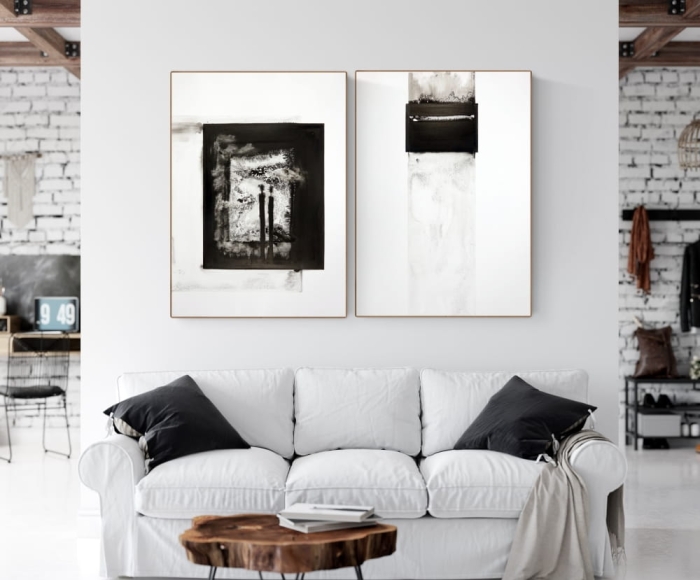 Zestaw 2 obrazów 50 x 70 cm malowanych ręcznie