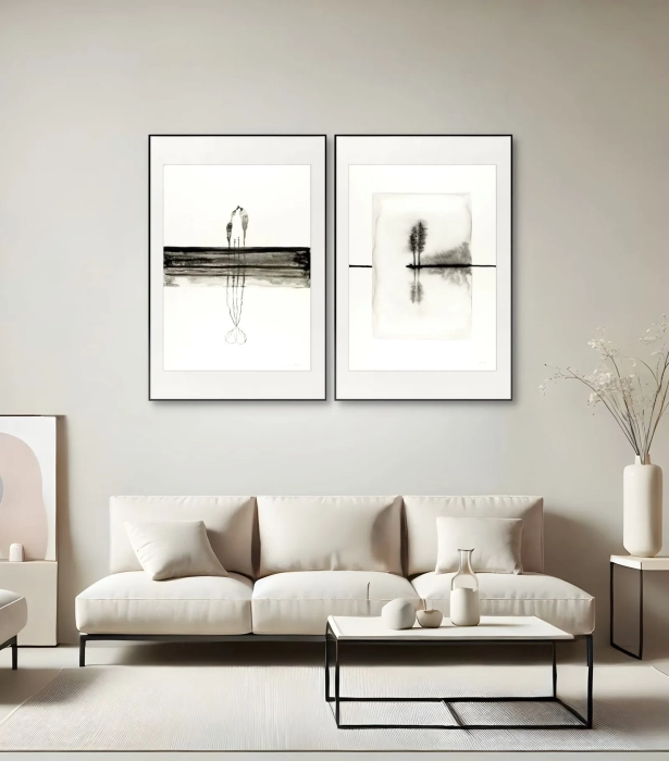 Zestaw dwóch grafik artystycznych 50x70 elegancki minimalizm 