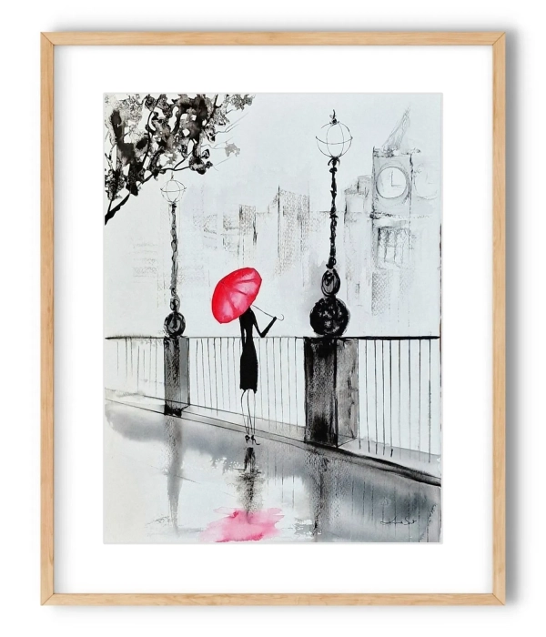 Deszczowa ulica, abstrakcja z miastem w tle 30x40   