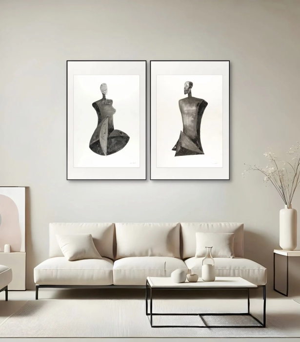 Dyptyk, elegancki zestaw grafik artystycznych 50x70  