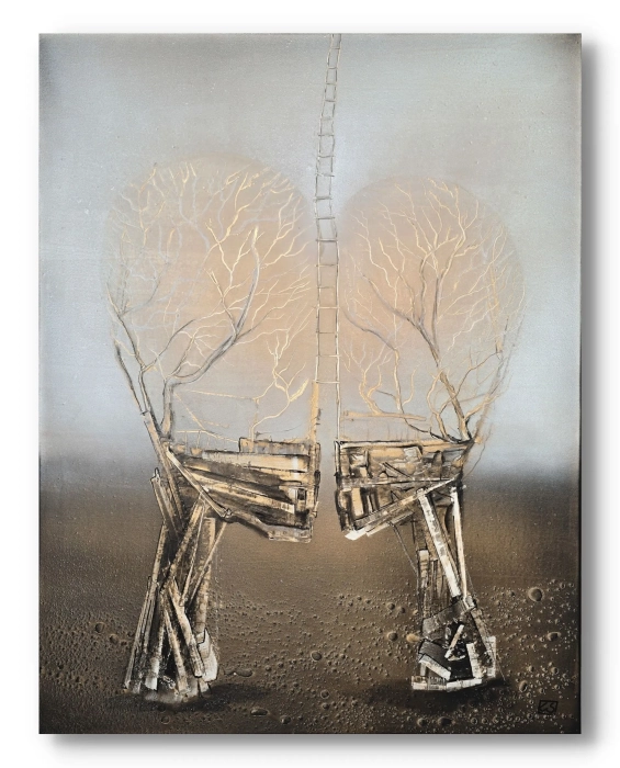 Obraz Razem 80x100 Cykl Sploty | Brązy i mglisty błękit