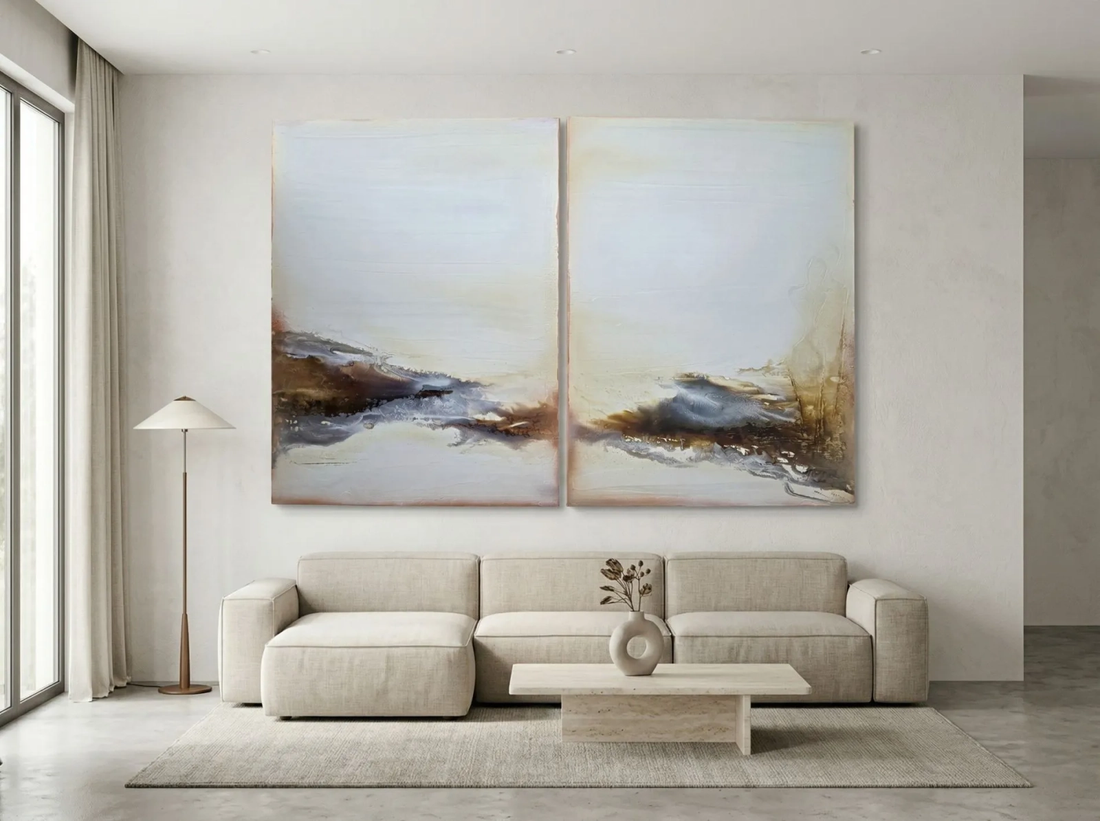 Abstrakcja Balnce 2 obrazy 90x120 Miedziane brązy