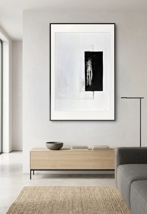 Obraz 70x100 duża grafika czarno-biała artystyczna, minimal-art