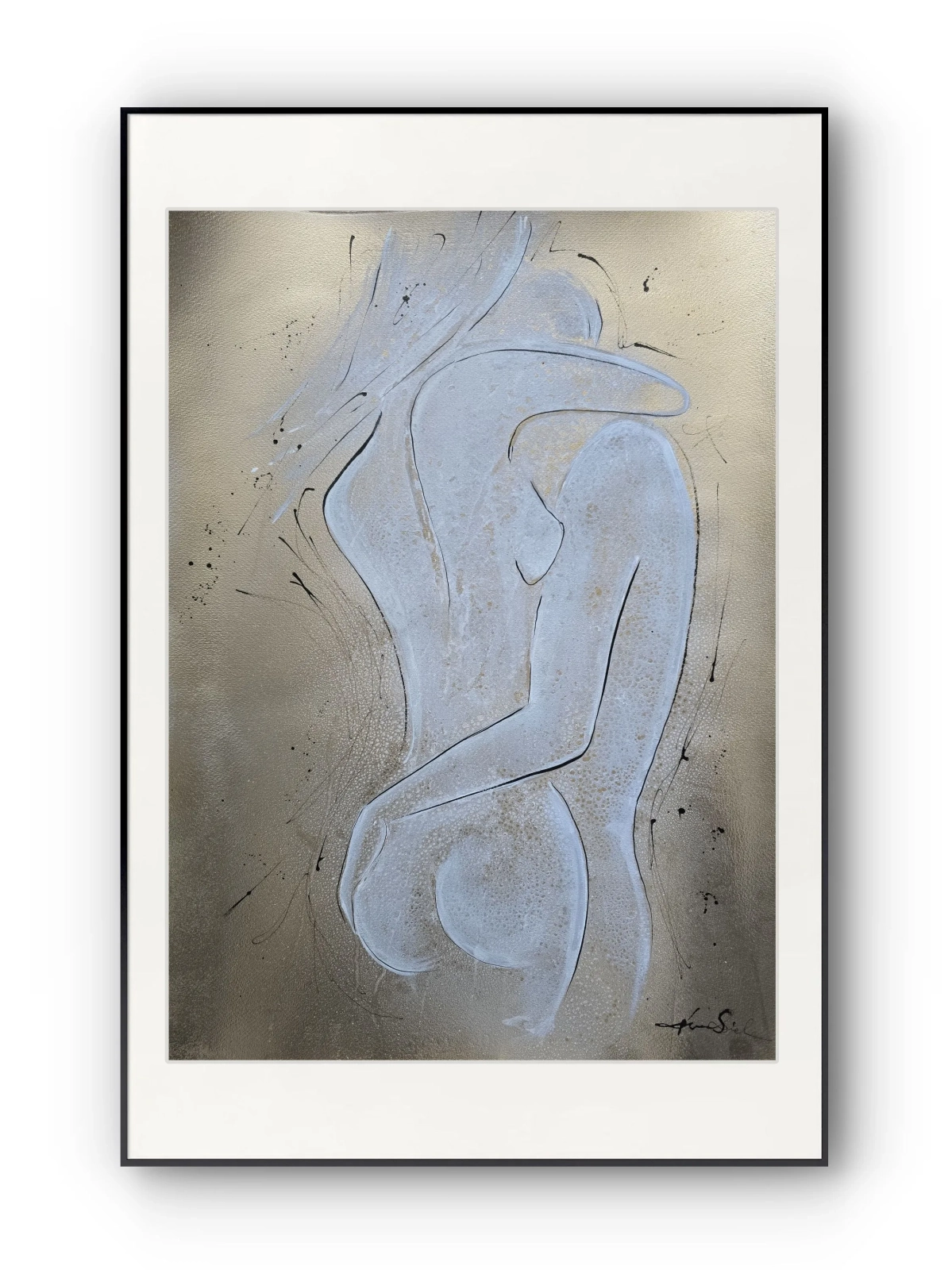 Obrazy Akty Abstrakcyjne 50x70 złoto i biel