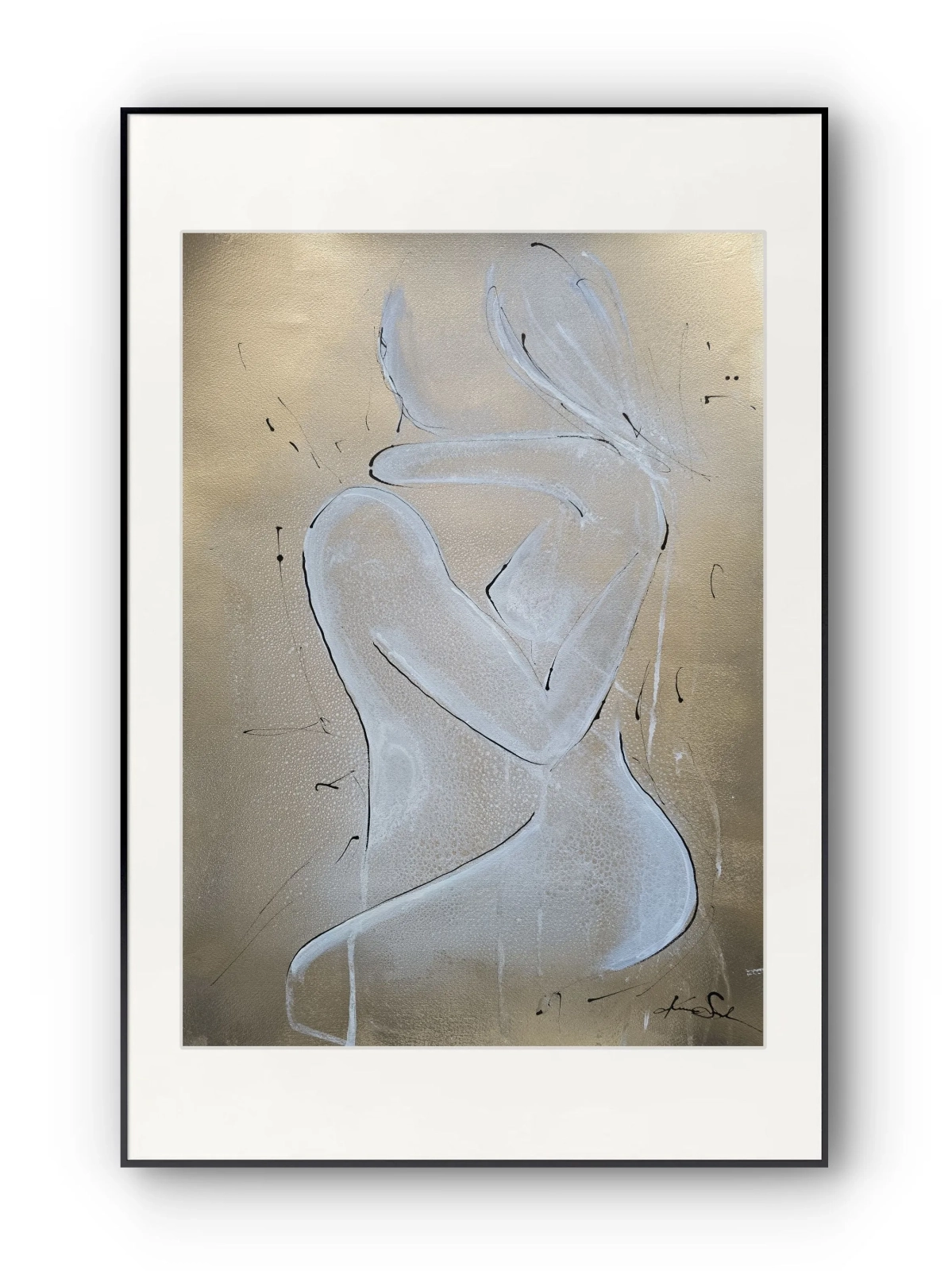 Obrazy Akty Abstrakcyjne 50x70  subtelne złoto i biel