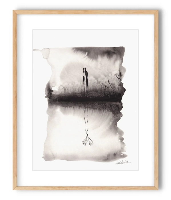 Abstrakcyjny rysunek tuszem 30x40  grafika artystyczna   