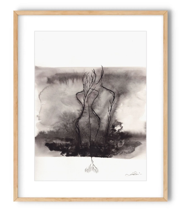 Abstrakcyjny rysunek tuszem 30x40  grafika artystyczna   