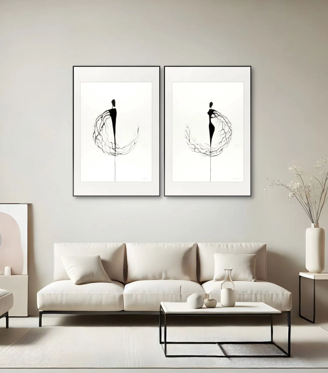 Eleganckie Grafiki do Salonu - czarno-biała grafika na ścianę 50x70