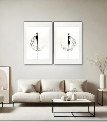 Eleganckie Grafiki do Salonu - czarno-biała grafika na ścianę 50x70