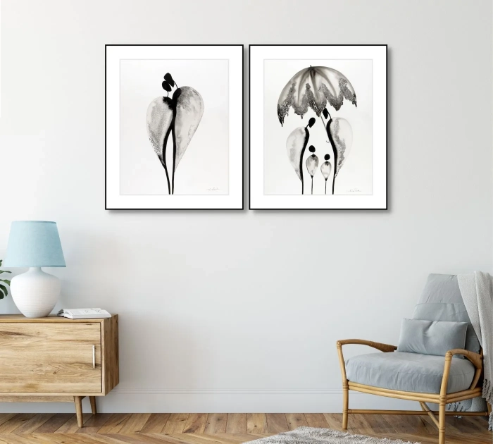 Dyptyk, elegancki zestaw grafik artystycznych  40x50  