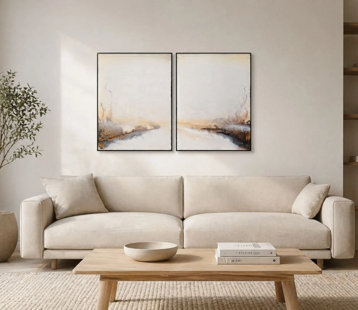 Balance dwa obrazy 80x60 Biały i kolory ziemi