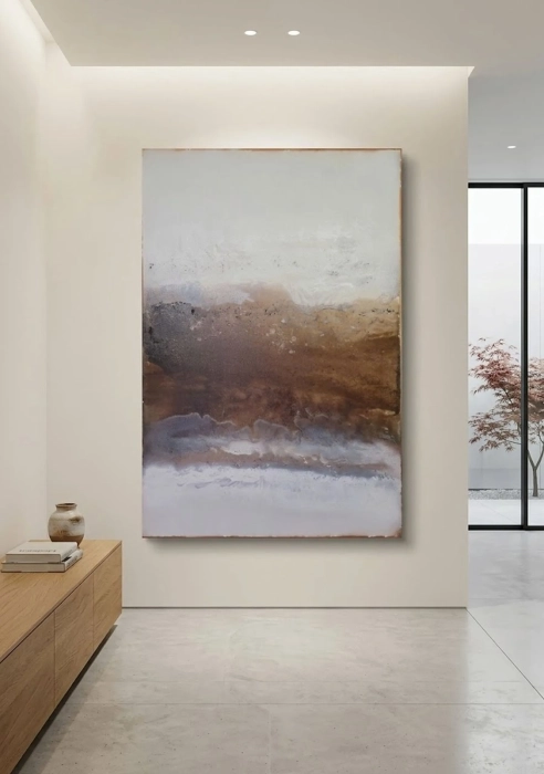  Abstrakcja 80x120 Cykl ENERGIE | Biały, Ciepłe Beże, Miedź |