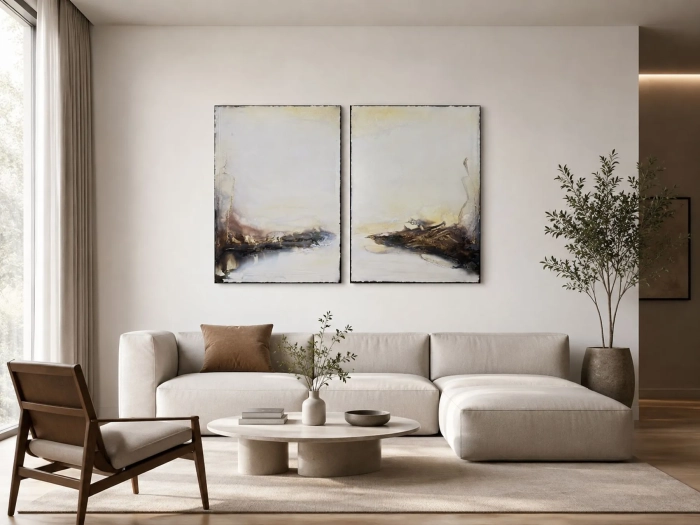Balance dwa obrazy 80x60 Biały i kolory ziemi 