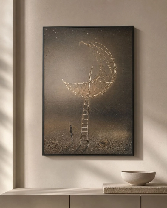 Obraz na płótnie Marzyciel 50x70 | metaliczne brązy |