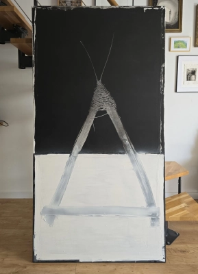 obraz-point-of-balance-80x190-duzy-nowoczesny-obraz-malowany-ręcznie-czarno-biały