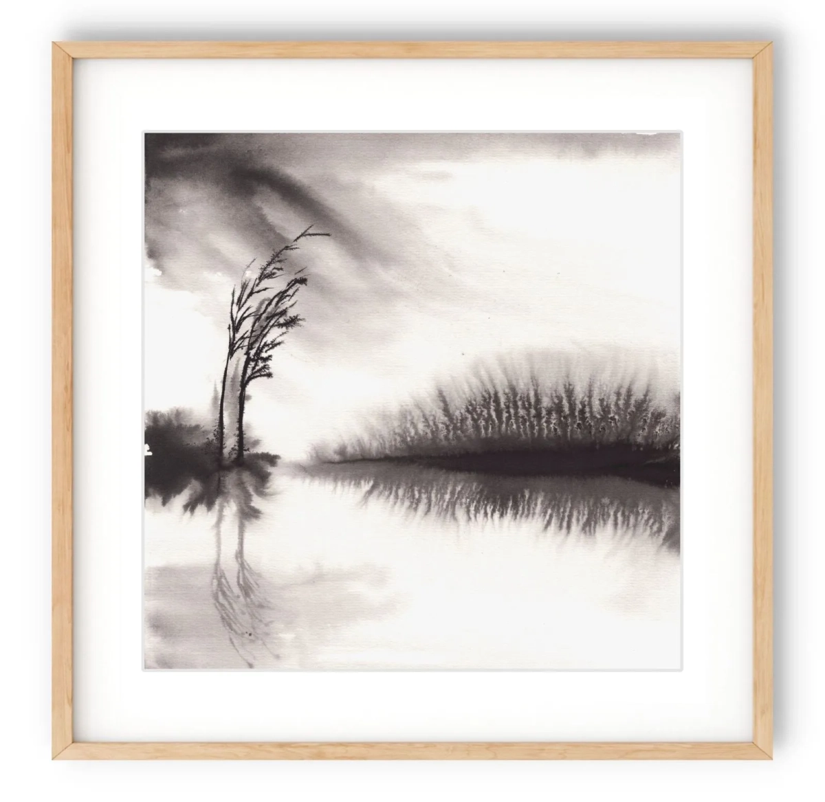 oryginalna-akwarela-30x30-abstrakcyjny-pejzaz-czarno-bialy