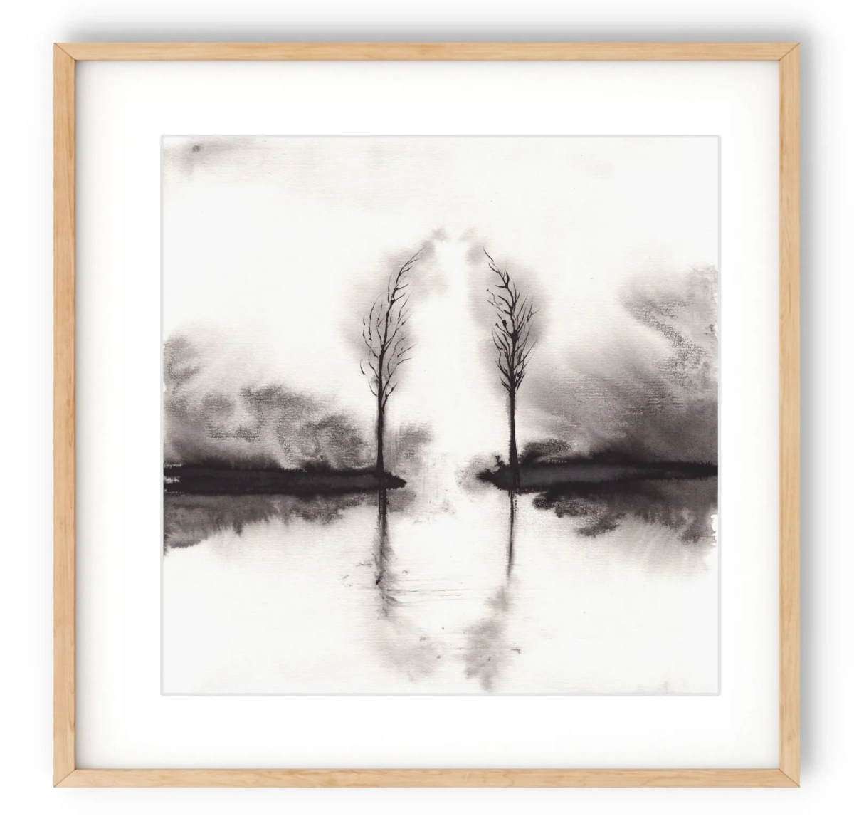 oryginalna-akwarela-30x30-monochromatyczny-pejzaz-
