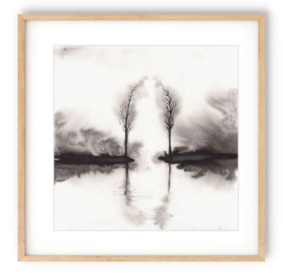 oryginalna-akwarela-30x30-monochromatyczny-pejzaz-