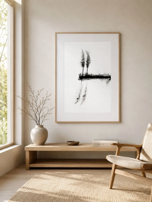 Obraz 70x100 duża grafika czarno-biała artystyczna, minimal-art  