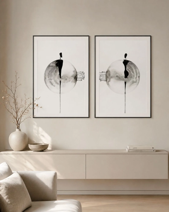 Dyptyk, elegancki zestaw grafik artystycznych 50x70  