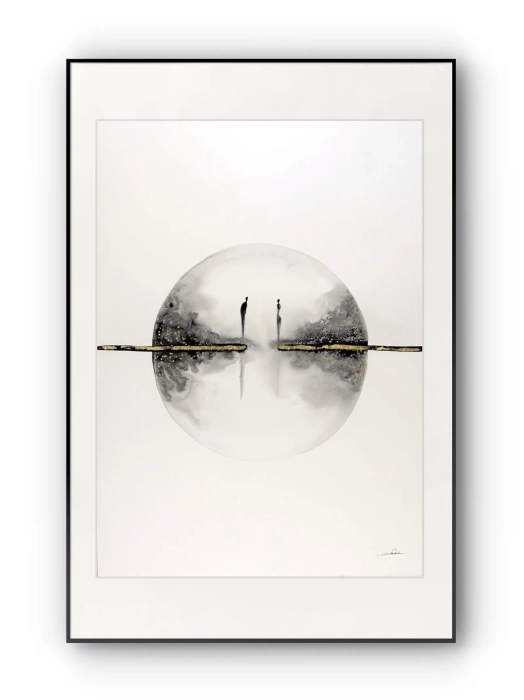 Oryginalna grafika  artystyczna 50x70 zdobiona złotem