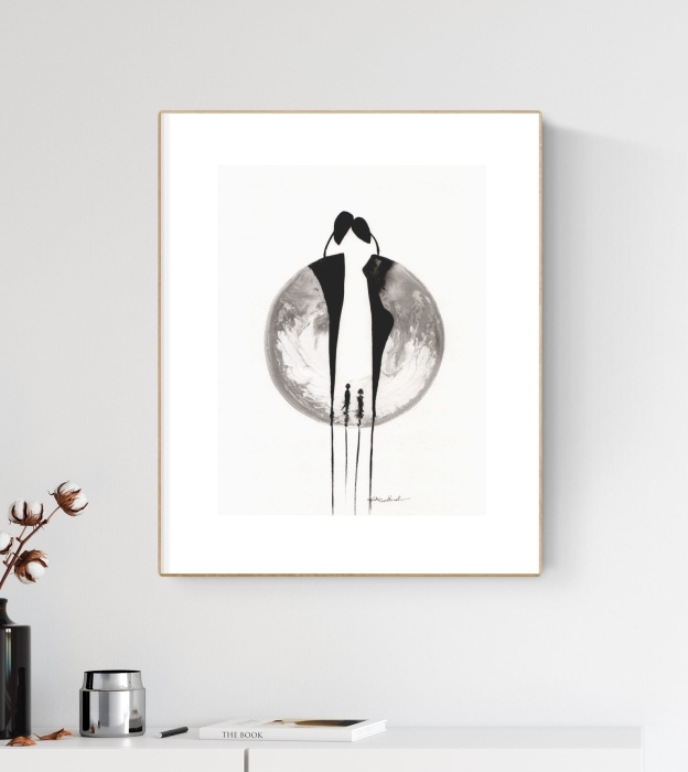 grafika 30/40 ręcznie malowana, abstrakcja,