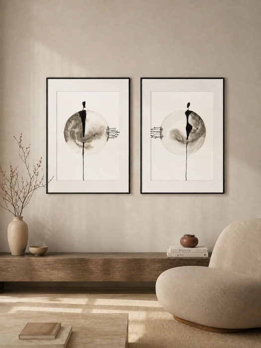 Zestaw dwóch grafik artystycznych 50x70 elegancki minimalizm