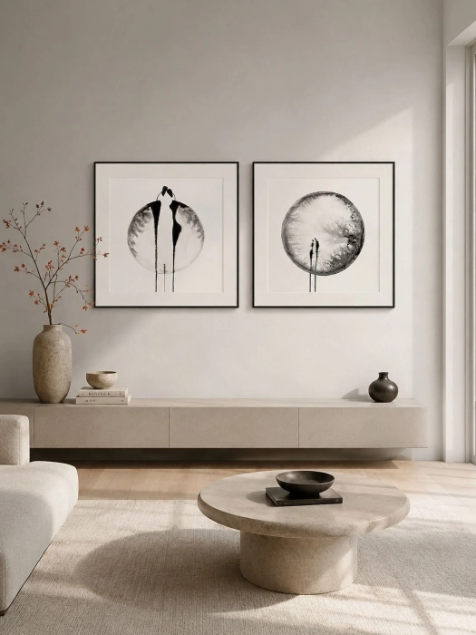 Zestaw dwóch grafik artystycznych 50x50 elegancki minimalizm