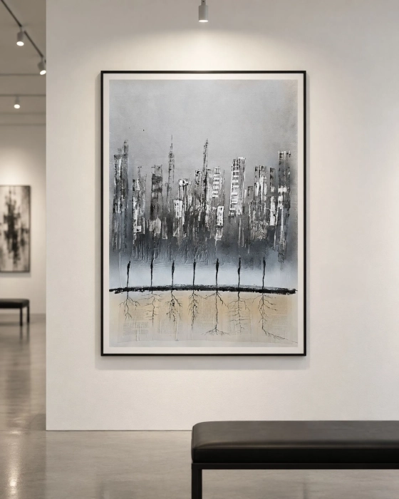 Obraz abstrakcyjny - Point of Balance 70x100 na papierze