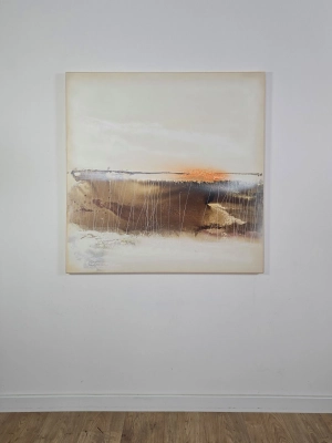 Sunny Vibes — obraz abstrakcyjny 100x100 cm z cyklu Energie Krystyna Siwek-zdjęcie-na-białej ścianie